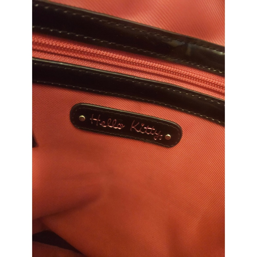 Hello Kitty Sanrio Black Patent Embossed Dome Satchel Bag Bowler Handbag 18in - Picture 8 of 9